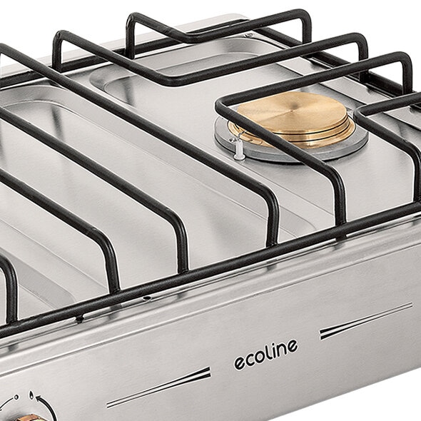 COCINETA INDUSTRIAL A GAS DE 2Q 28" ENC/ELEC PARRILLA FUNDIDA 54X73.2X18CM PLATEADO/INOX -ECOLINE