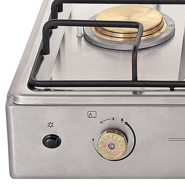 COCINETA INDUSTRIAL A GAS DE 2Q 28" ENC/ELEC PARRILLA FUNDIDA 54X73.2X18CM PLATEADO/INOX -ECOLINE