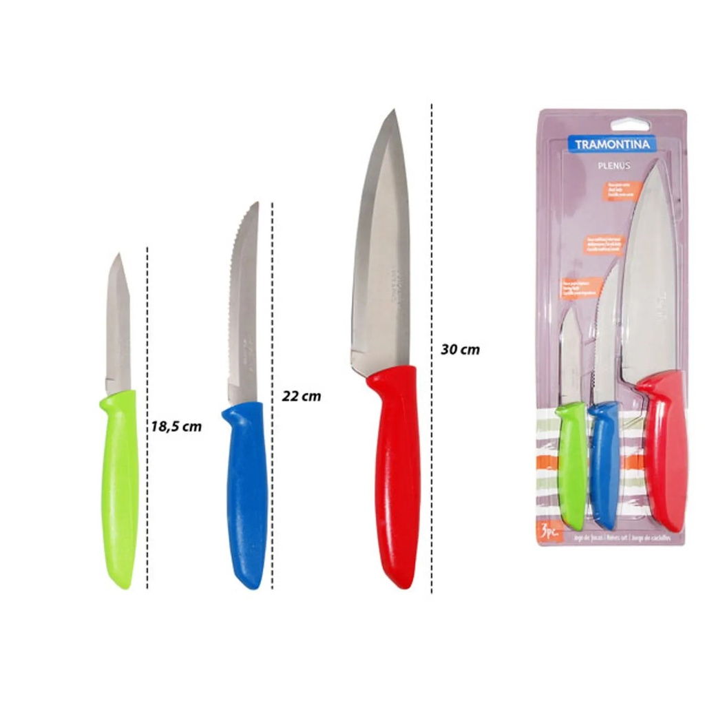 CUCHILLO PLENUS  JGO 3UND VERDE-TRAMONTINA