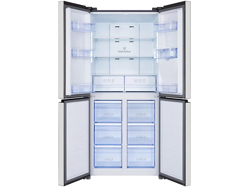 REFRIGERADORA 460LT CROSS DOOR INVERSOR ECOLOGICO PLATEADO-TCL