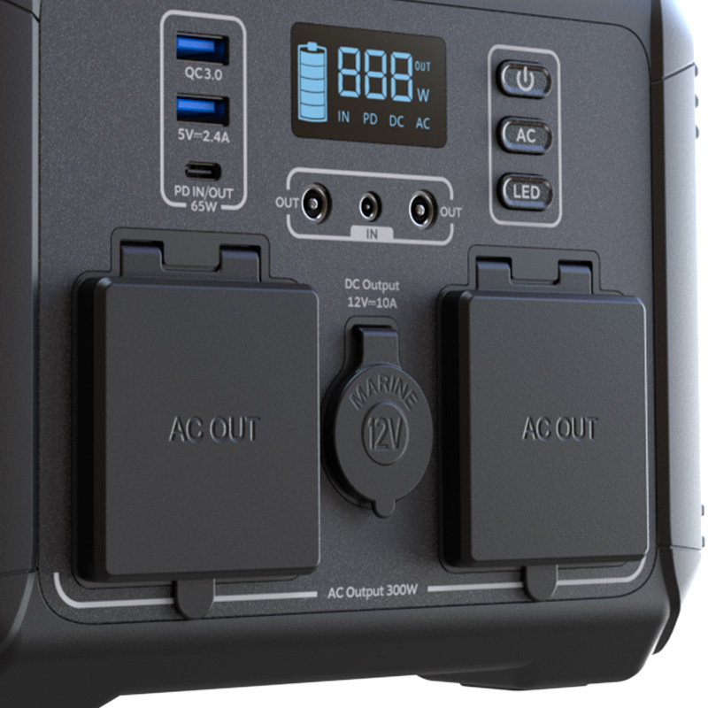 ESTACION ELECTRICA  300W PORTABLE DE BATERIA 8 PUERTOS 110V NEGRO-FORZA