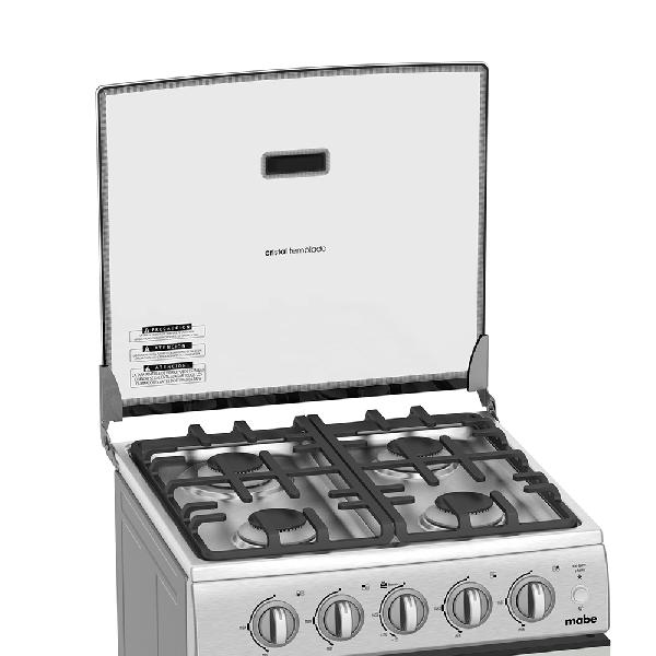 Cocina a gas Mabe  4 quemadores, 52 cm color acero inoxidable, Parrilla hierro fundido