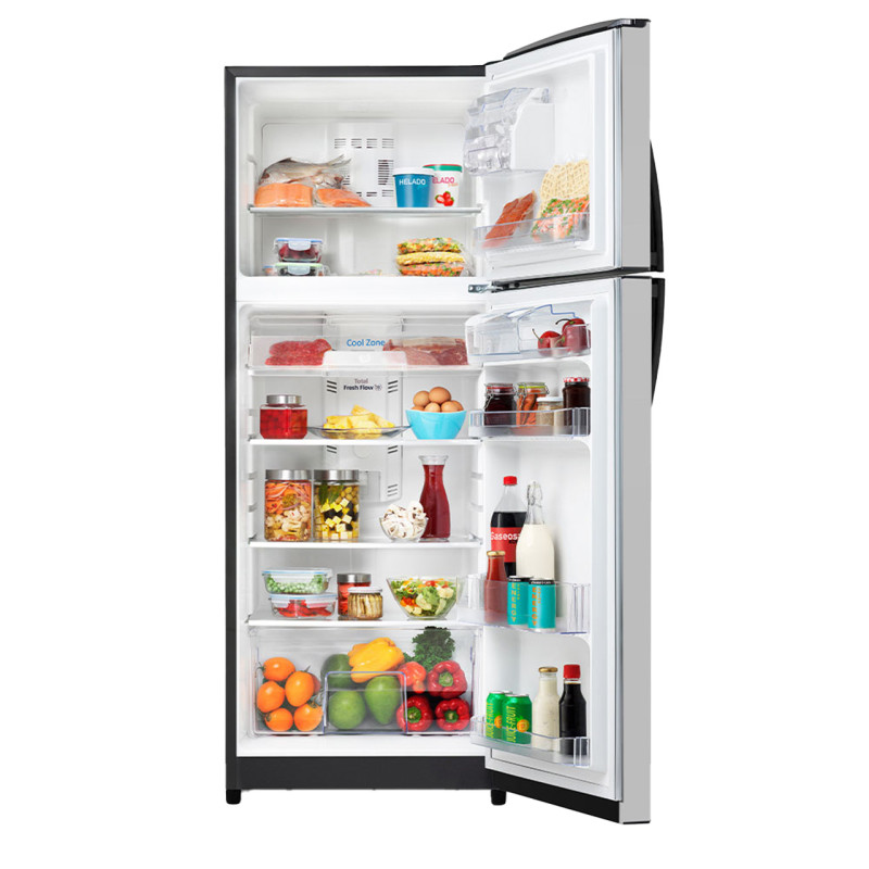 REFRIGERADORA 378LT NO FROST TOP MOUNT INOX/-MABE
