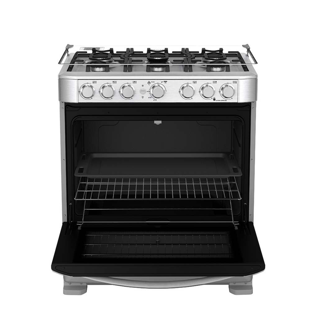 COCINA A GAS 6Q ENC/ELEC C/T  55.6X76X94.5CM INOX - MABE
