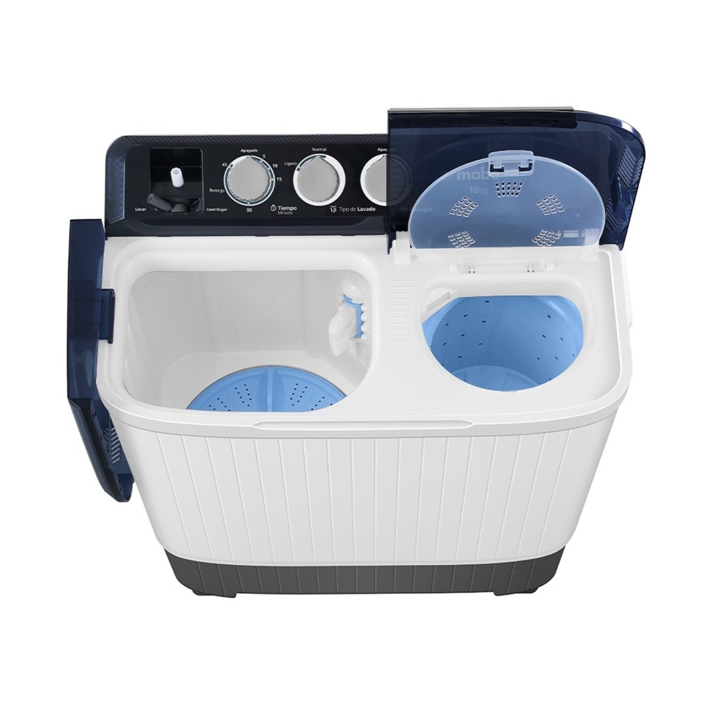 LAVADORA 16 KG MANUAL DOBLE TINA SEMIAUTOMATICA 53.7X90X105.1CM BLANCO/GRIS -MABE