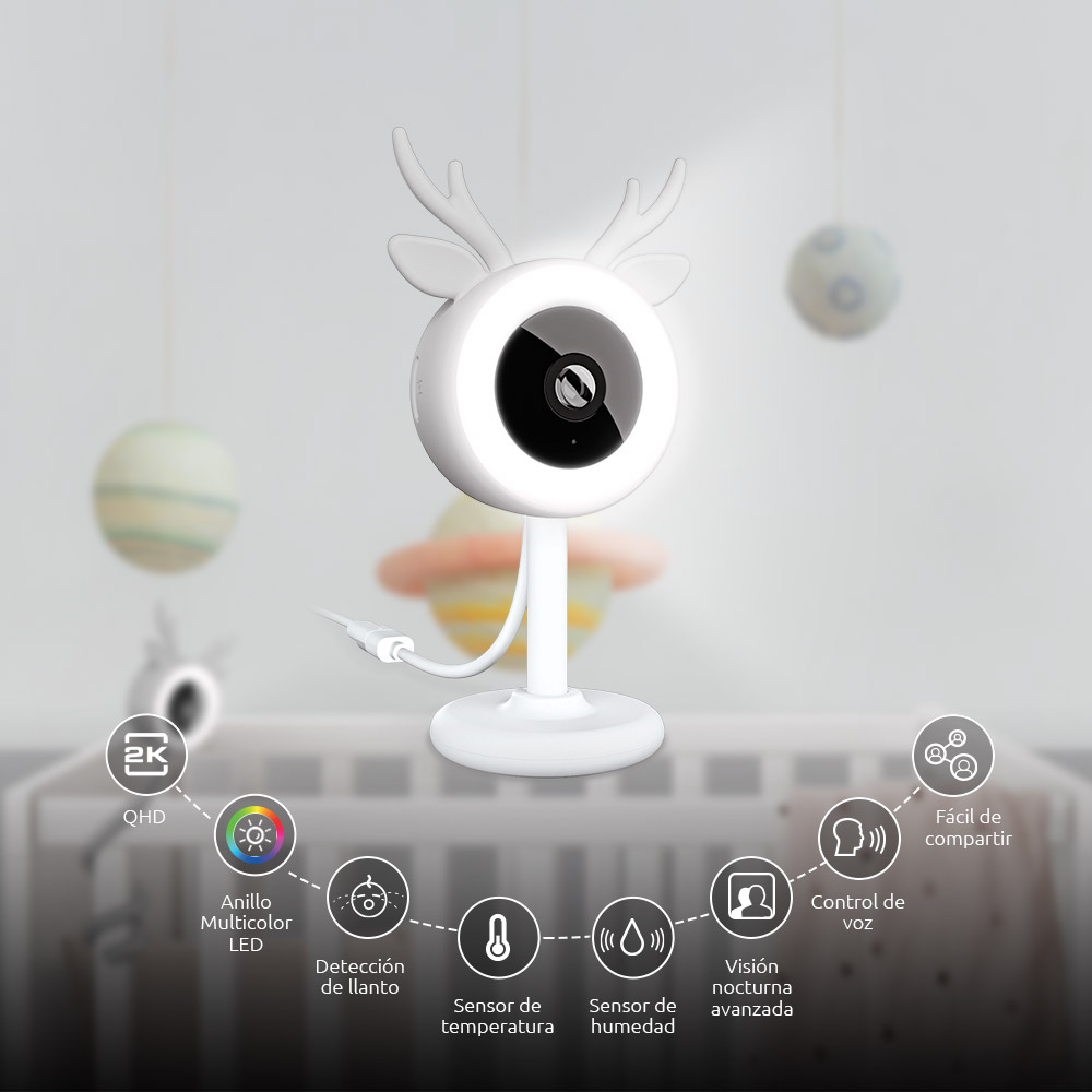 CÁMARA MONITOR INTELIGENTE P/BEBE 2K WIFI BLANCO/-NEXXT