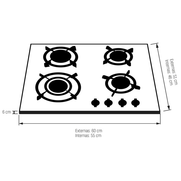 ENCIMERA LONDON I A GAS 4Q INOX BP04263/-BP