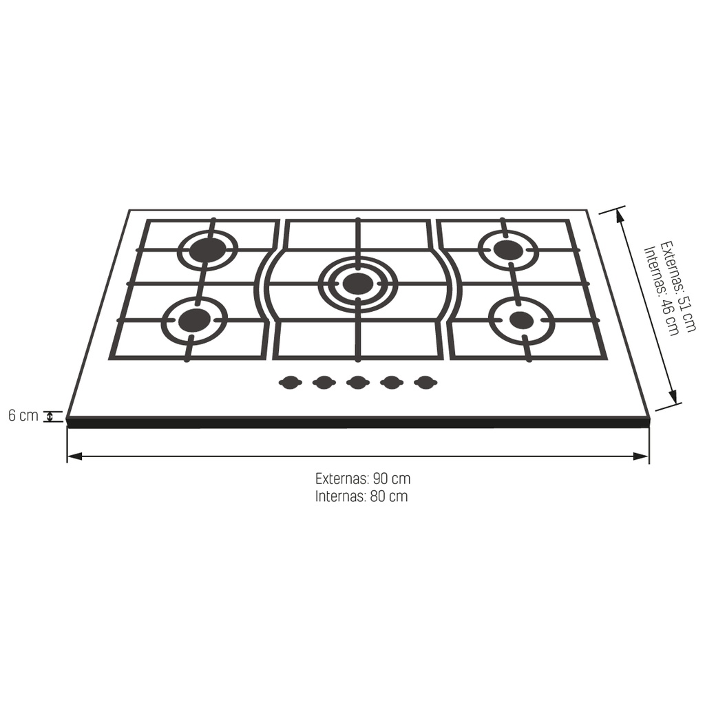 ENCIMERA MUNICH II 5Q VIDRIO TEMPLADO NEGRO BP