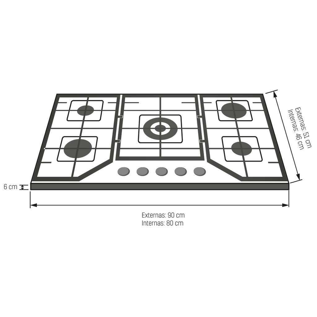 ENCIMERA BARCELONA I A GAS 5Q VIDRIO NEGRO BP