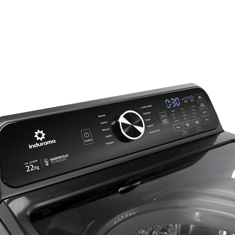 LAVADORA INDURAMA AUTOMÁTICA 22KG INVERTER PLUS TAMBOR DE ACERO INOXIDABLE