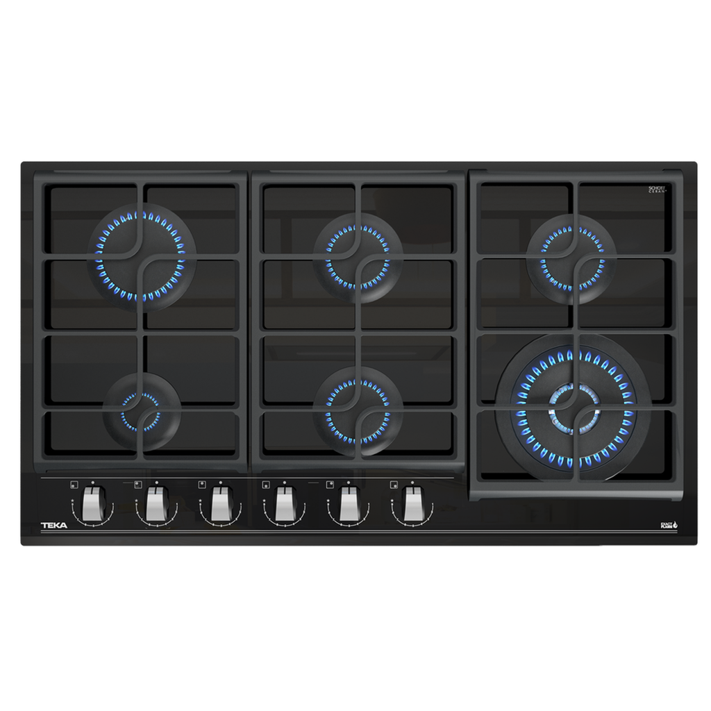 ENCIMERA EMPOTR A/GAS CRISTAL 6Q 90CM NEGRO - TEKA