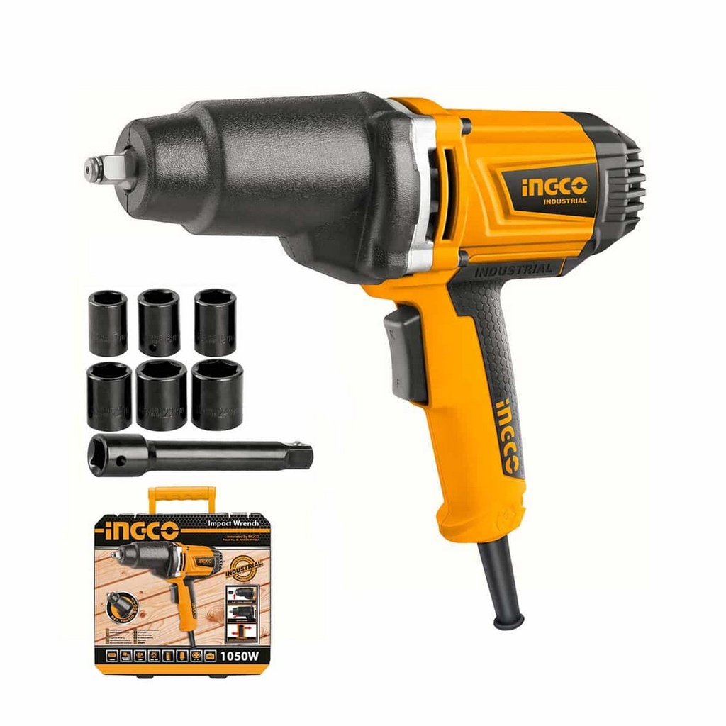 LLAVE DE IMPACTO 1050W 1/2 PLG JGO DE DADOS AMARILLO/NEGRO -INGCO - UIW10508