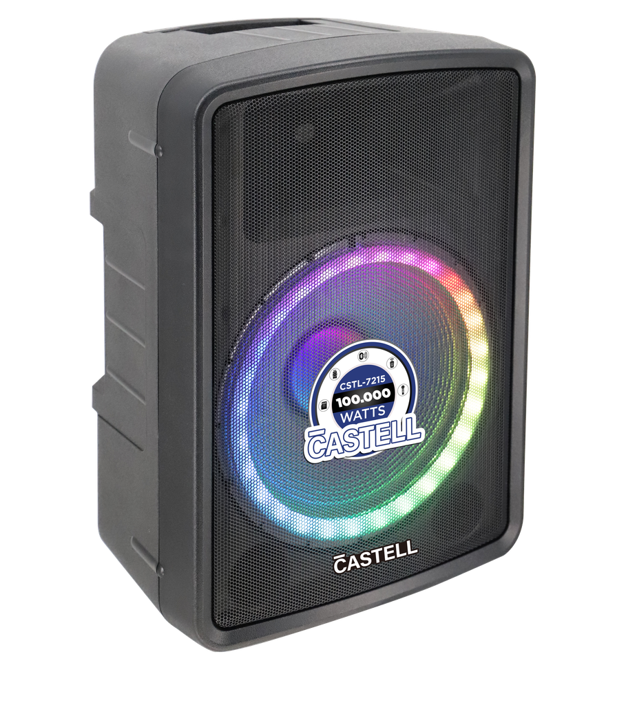 CAJA AMPLIFICADA DE 15" BLUETOOTH USB MP3 MEMORY CARD 100.000W PMPO 45.5X55.5X74.5CM NEGRO/-CASTELL