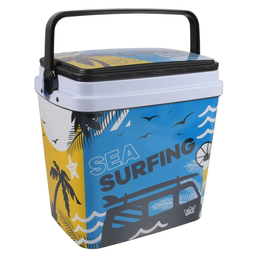 HIELERA PLASTICA REY DECCO 35LT NEGRO-REY