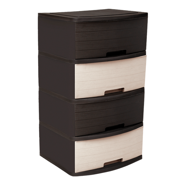 CAJONERA MADEIRA GLAMOUR 4PSO CAFE/BEIGE -PICA