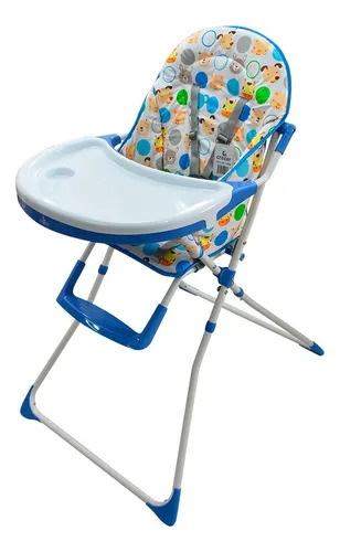 SILLA DE COMER BEBE C/BANDEJA REMOVIBLE AZUL/BLANCO -CRECER