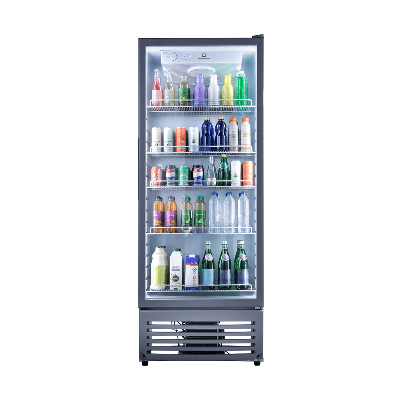 VITRINA VERTICAL 440LT CON 3 NIVELES DE TEMPERATURAS 0 ºC A -6 ºC 76X85X200CM LARGE/GRIS -INDURAMA