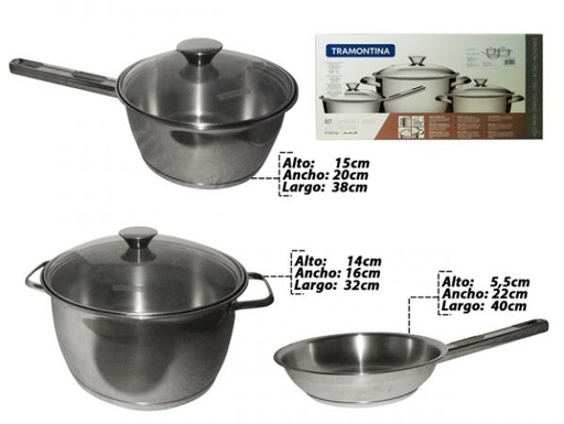[65660/144] OLLA TRAMONTINA X5 PZ BATERIA DE COCINA (ALESSA)