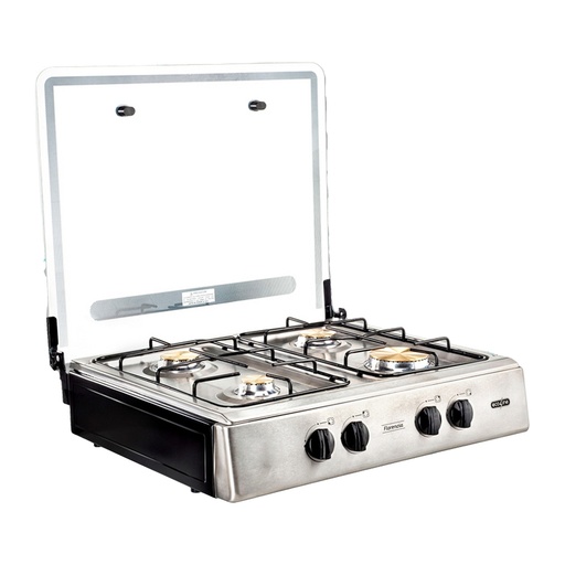 [FLORENCIA INOX] COCINETA A/GAS FLORENCIA CON TAPA VIDRIO 4Q INOX - ECOLINE