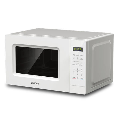 [CSTL-EM7202GS] MICROONDAS 20LT PANEL DIGITAL 700WTTS M/AUTOMATICO 10 N/POTENCIA BLANCO/-CASTELL