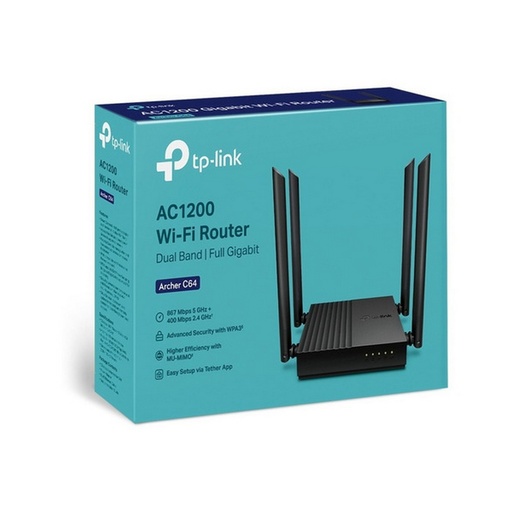 [ARCHER C64] ROUTER AC1200 DUAL 4 ANT 4 PTOS 400MPBS WIFI NEGRO/-TPLINK ARCHER C64