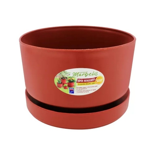 [MACETERO PEQUE MARB CAFE] MACETA PLÁST. MARBELO PEQ CON BASE CAFE - PLAPASA