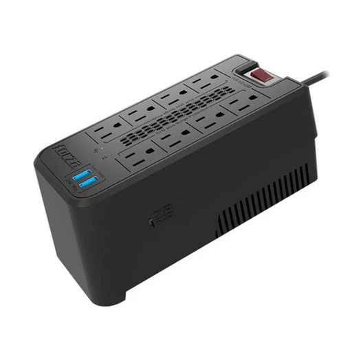 [FVR-1221USB] REGULADOR DE 8 TOMAS CAPACIDAD 1200VA/600W 120V NEGRO - FORZA