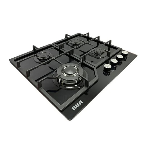[60GJ084] ENCIMERA EMPOTRABLE A GAS VIDRIO 4Q NEGRO RCA