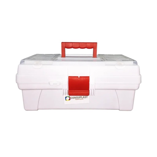 [58PECH3] CAJA DE HERRAMIENTAS  14" BLANCO/ROJO - CONSUPLAST