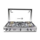 COCINETA A GAS TAPA DE VIDRIO 5Q TRIPLE CORONA INOXIDABLE-KOMBO