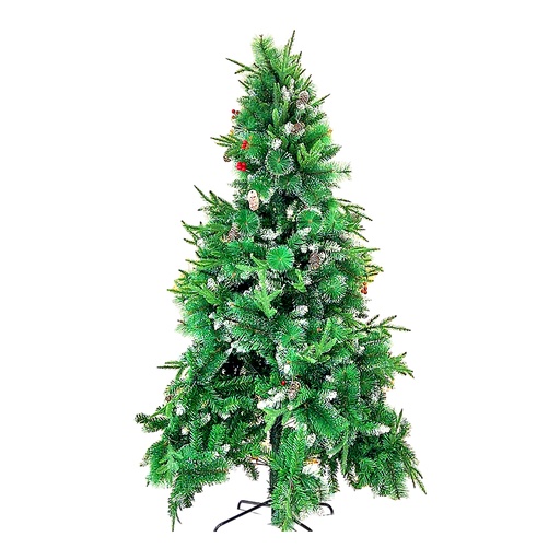 [SP1008-240] ÁRBOL NAVIDAD PINO 2.4MT NEVADA ESCARCHADA PIÑA Y CEREZO