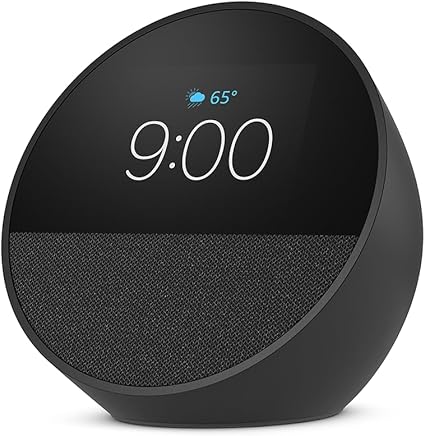 [BV84J9 NEGRO] PARLANTE ECHO SPOT P/2.8" RELOJ ALARMA ALEXA NEGRO-AMAZON