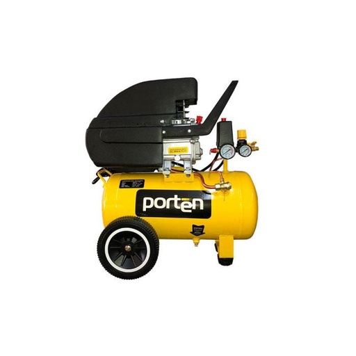[PCO-0224YP] COMPRESOR 2HP 24LT 110V CON PISTOLA/MANGUE AMARILLO-PORTEN
