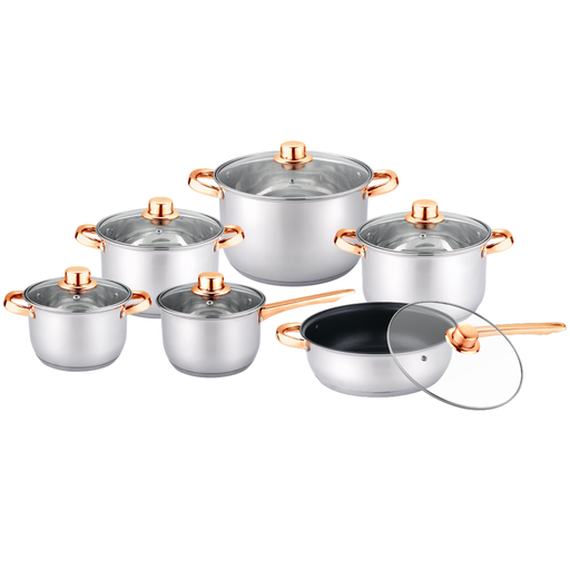 [CSTL-12OLCT004(D)] JUEGO DE OLLAS DE INDUCCION A GAS Y ELECTRICA 12PZA  -CASTELL