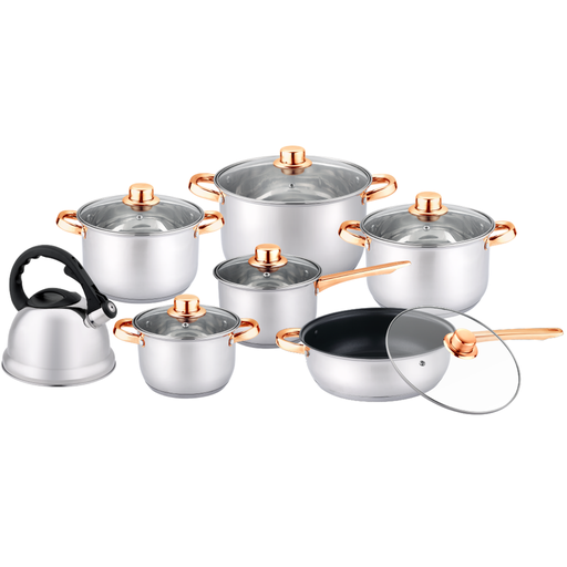 [CSTL-13OLCT006(D)] JUEGO DE OLLAS A INDUCCION, GAS Y ELECTRICA 13 PZA  -CASTELL