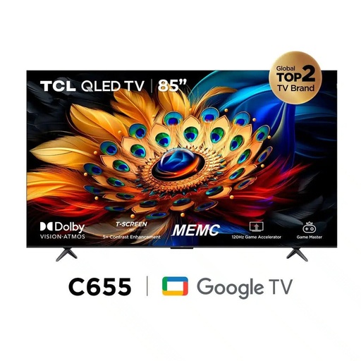 [85C655] TELEVISOR SMART QLED 4K 85" GOOGLE TV NEGRO/-TCL