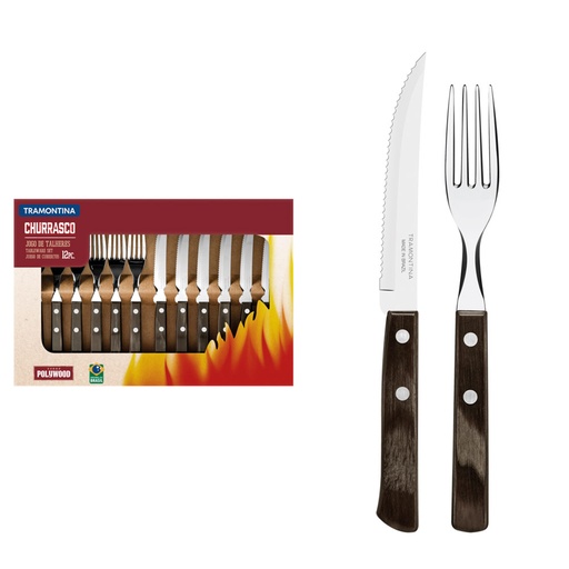 [21199/903] CUBIERTO P/ASADO JGO 12PZ POLYWOOD -TRAMONTINA