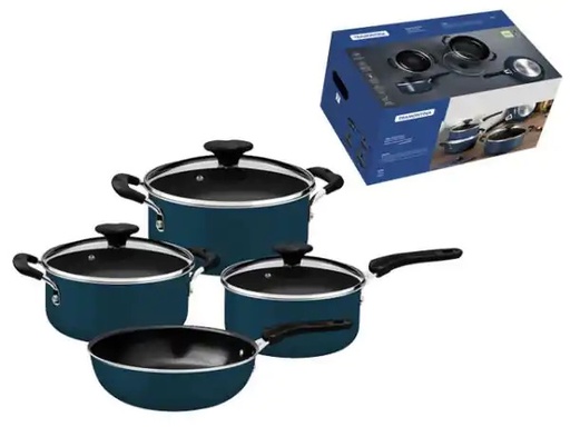 [28799/110] JUEGO DE OLLAS BATERIA X4 PZAS TUNIS AZUL/-TRAMONTINA