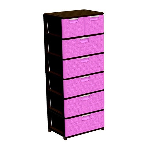 [CAJ SUPREMA DUO RATAN 6P FUCSIA] CAJONERA PLAST. SUPREMA DUO RATAN 6PSO FUCSIA/-PICA