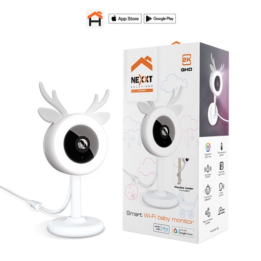 [NHC-B100] CÁMARA MONITOR INTELIGENTE P/BEBE 2K WIFI BLANCO/-NEXXT